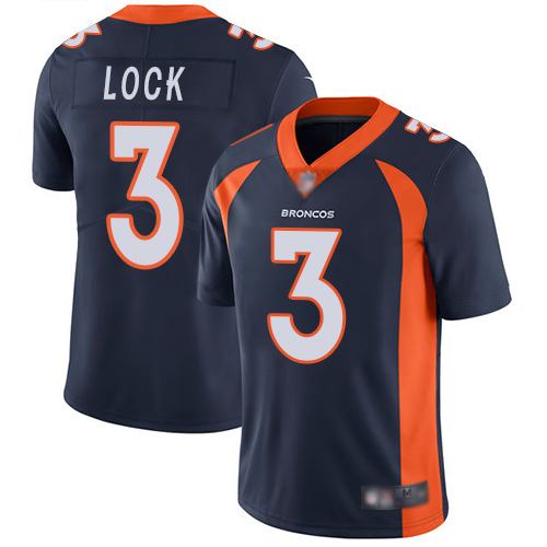 Denver Broncos Limited Men Navy Blue Drew Lock Alternate Jersey #3 Vapor Untouchable NFL Football